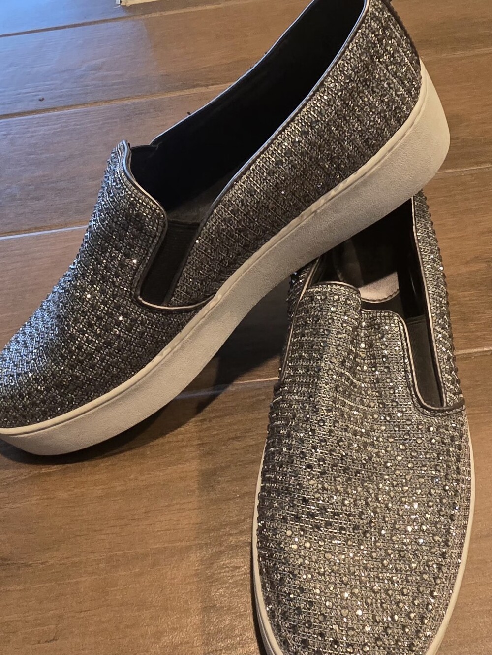 MICHAEL Michael Kors Silver Glitter Slip-On Sneakers